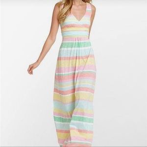 Lilly Pulitzer Sloane Maxi Lazy Days Stripe Pastel Rainbow Cotton Dress XS